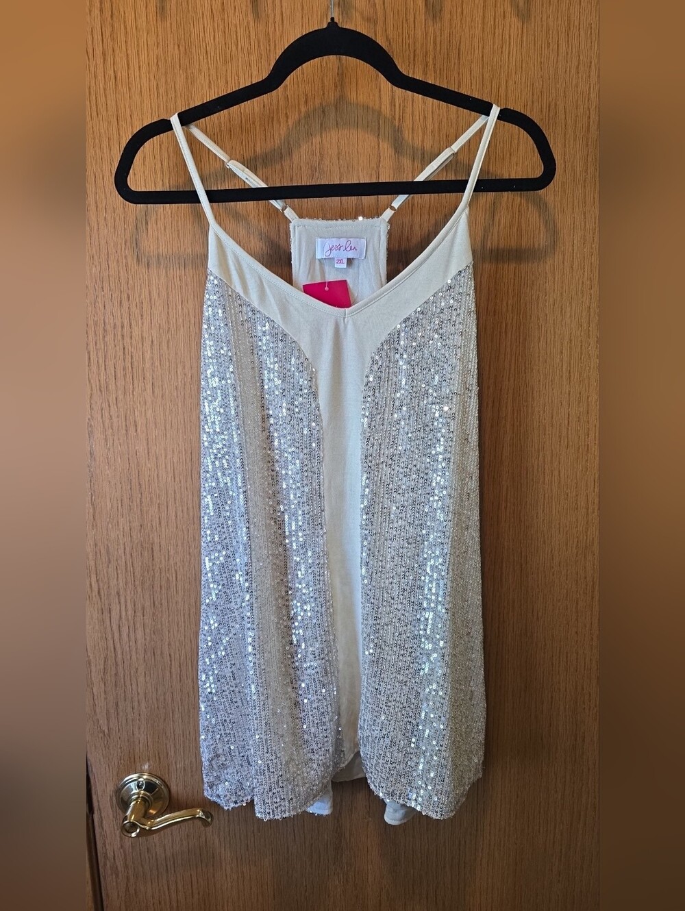 NEW WITH TAGS Jess Lea 2X Cream Sequin Tank